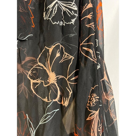 Diane Von Furstenberg Fenelon Blouse Woman's 4 Floral Bow Neck Sheer Silk Black - Picture 5 of 8